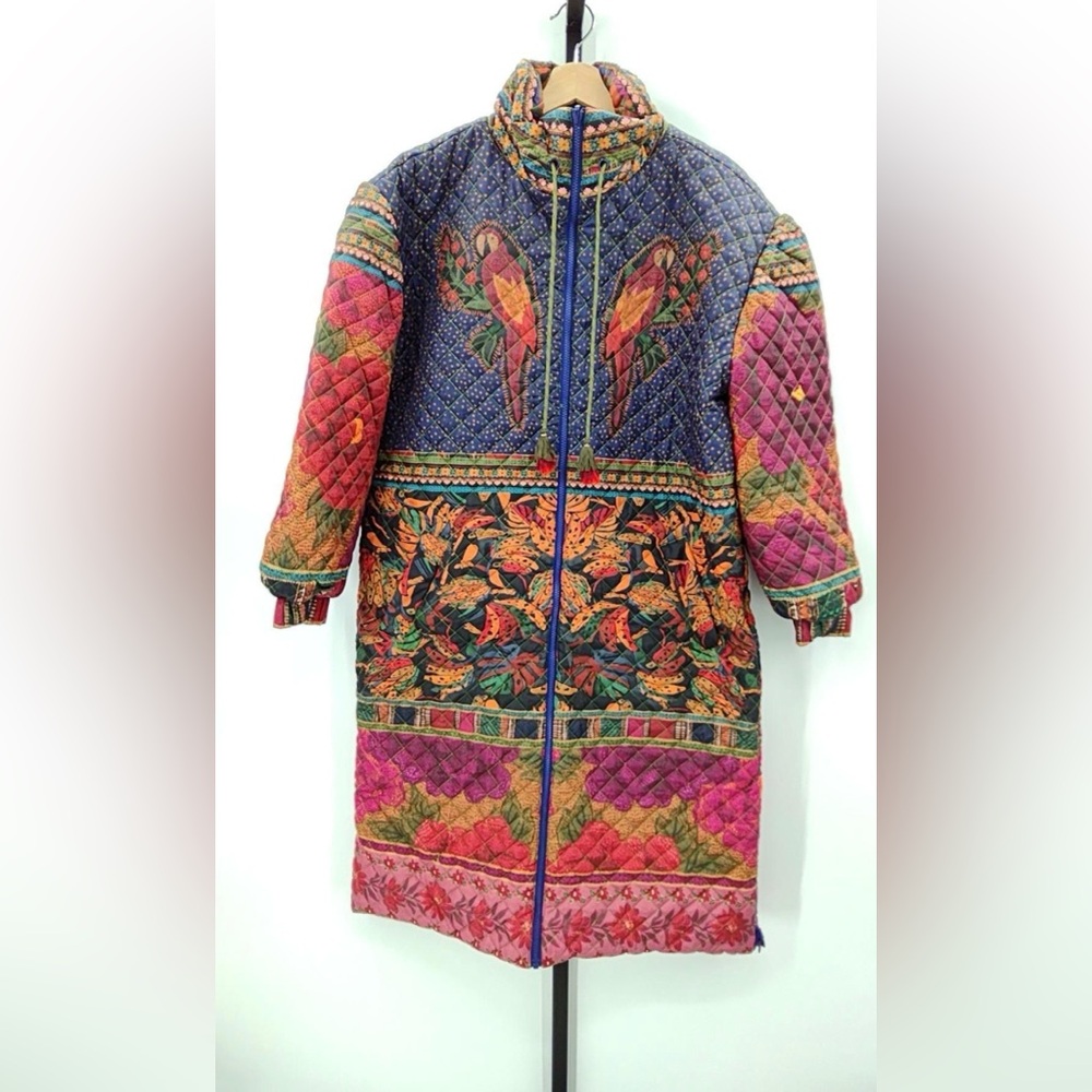 FARM Rio Multicolor Quilted Puffer Coat- Patwork. Puffed jacket. - Picture 2 of 5